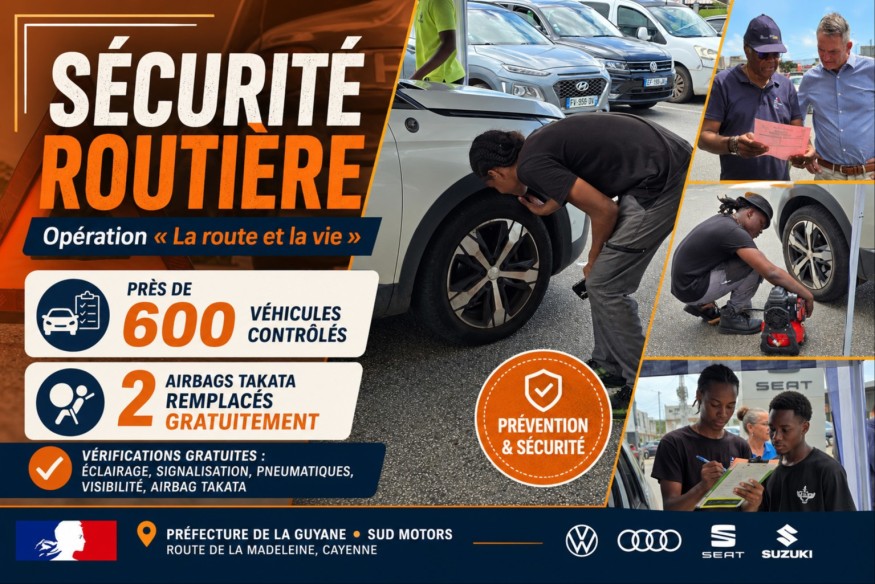 Guyane : près de 600 véhicules contrôlés lors de l’opération « La route et la vie »