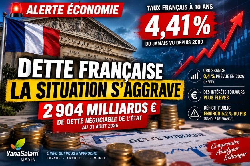 DETTE FRANÇAISE : 4,41 % À 10 ANS, 2 904 MILLIARDS €… LA FACTURE S’ALOURDIT