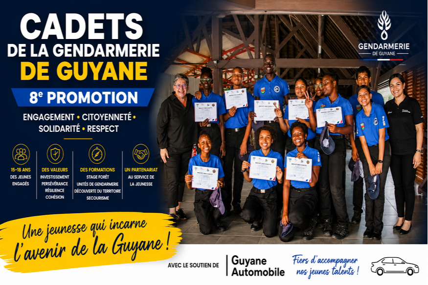 Cadets de la Gendarmerie en Guyane : la 8ᵉ promotion célébrée après une année d'engagement citoyen